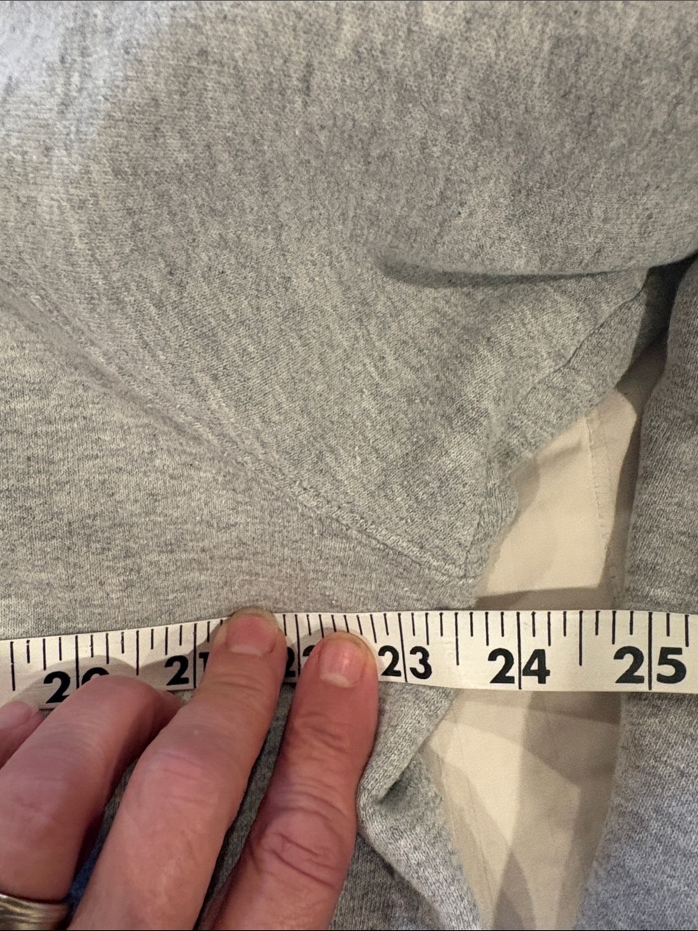 Gray Pullover Sweatshirt with Quilted Church Patchwork Detail/ - Picture 5 of 6